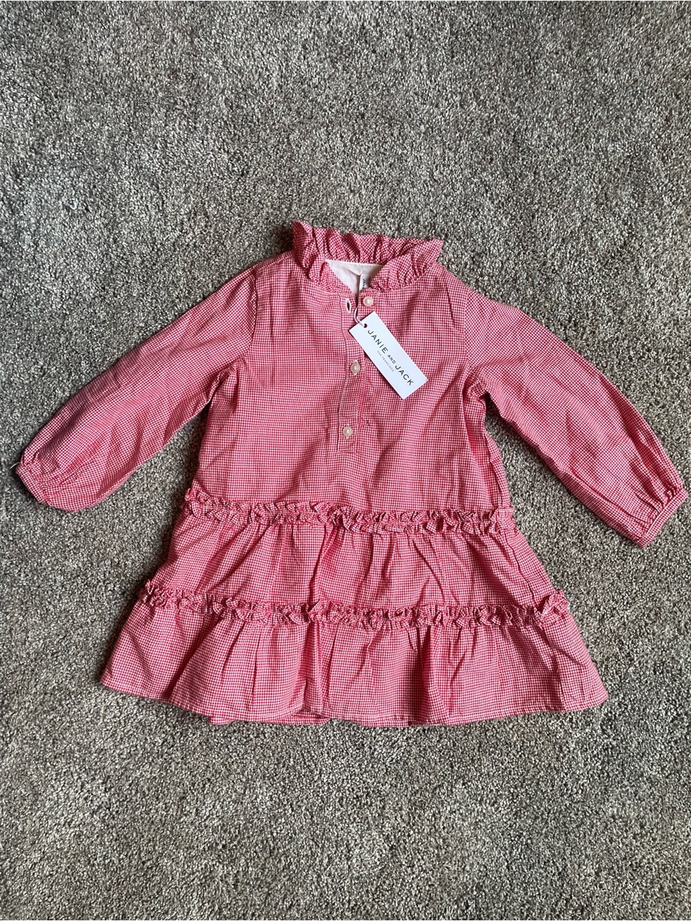 NWT Janie and Jack Red Gingham Ruffle Tiered Dress 18 Months
